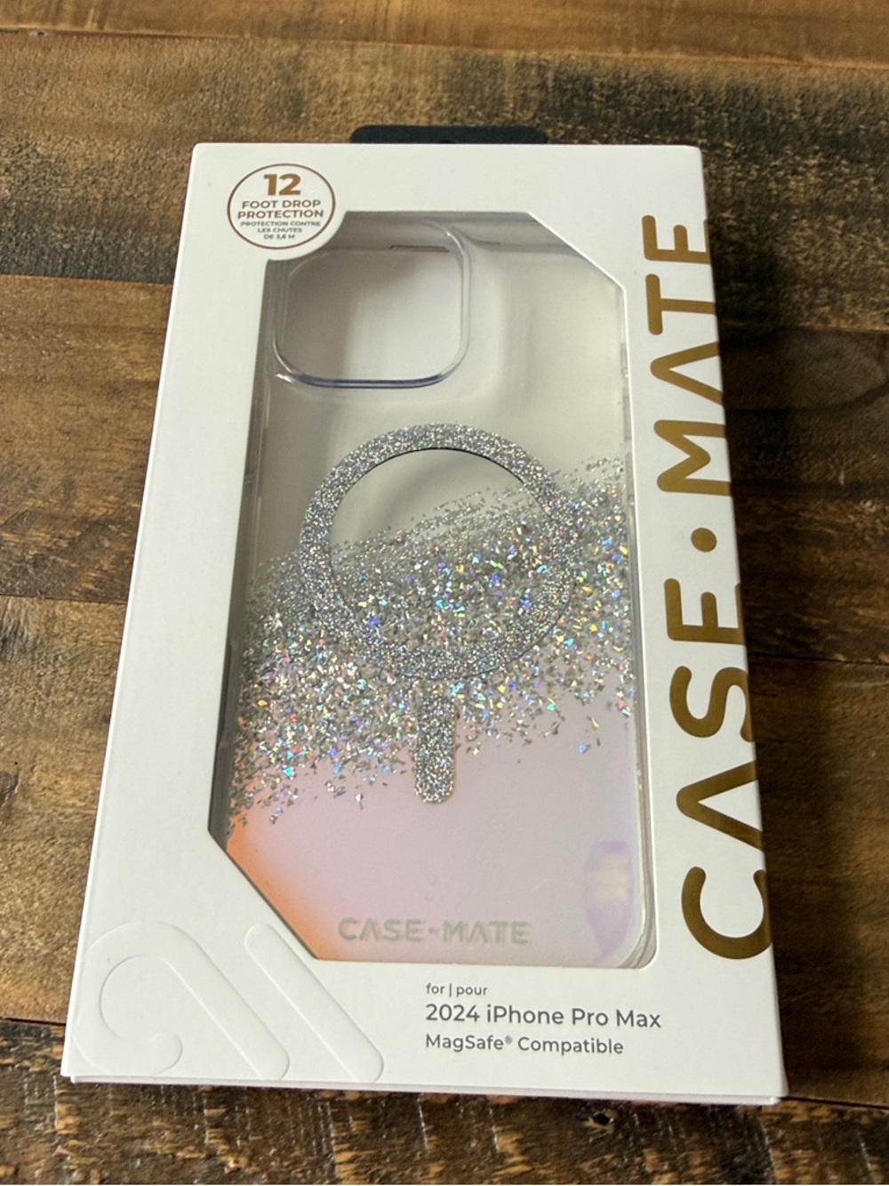 case-mate Pink Holographic Glitter Ring MagSafe Case